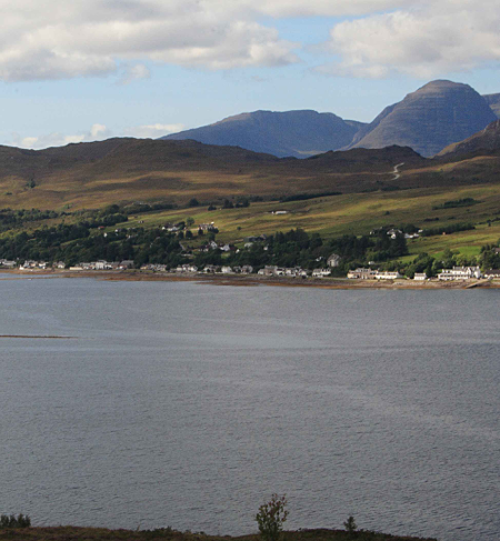 Lochcarron seen from the opposite side of Loch Carron